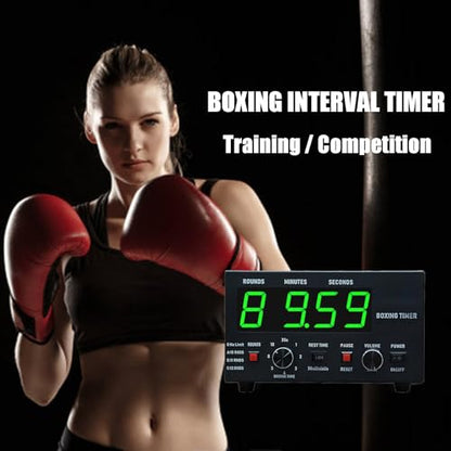 Boxing Interval Timer, Professional Gym Timer,with 1-12 Challenge Rounds/Adjustable Buzzer Alarm,for Kickboxing (Green) - color: Green