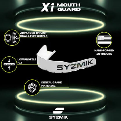 X1 Sports Mouth Guard - Football Mouthguard for Youth & Adults, Shock-Absorbing EVA Boil & Bite Protection for Football, Rugby, Hockey & Lacrosse - White