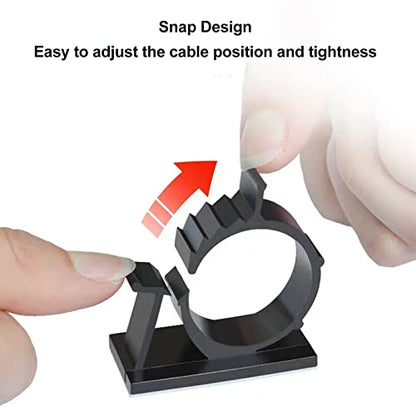 100 PCS Self Adhesive Cable Clips, Adjustable Nylon Wire Management Clips Reusable Cable Tie Holder Organizer for Car Home Office Desk Wall (8x10mm/0.3x0.4in)