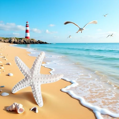 1Pc White Resin Ocean Beach Starfish Natural Seashell Starfish Ornaments for Wedding Decor Beach Theme Party Home DIY Craft Fish Tank Holiday Decoration, Vase Filler, Home and Kitchen
