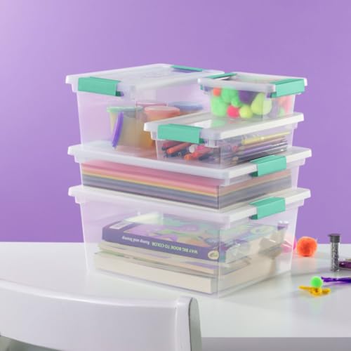 Sterilite 4-Pack Clip Box, Large Stackable Plastic Storage Bins w/ Latching Lids, 18.7 Gal - Heavy-Duty Organizing Containers for Home, Closet, Bathroom, and Office - size: Deep, style: 4 Pack