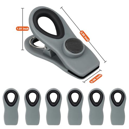 Chip Clips, Magnetic Bag Clips with Air Tight Seal for Food Storage, 12 Pieces (Gray) - color: 12pcs Gray