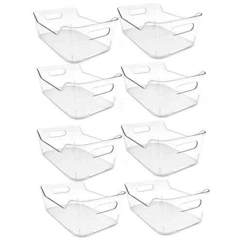 8 Pack Acrylic Pantry Storage Bins, Storage Bins for Cabinets, Clear Bins for Pantry, Cabinets, Organizing, Fridge, Kitchen (7.9” x 5.5” x 3.2”) - color: 8 Pack