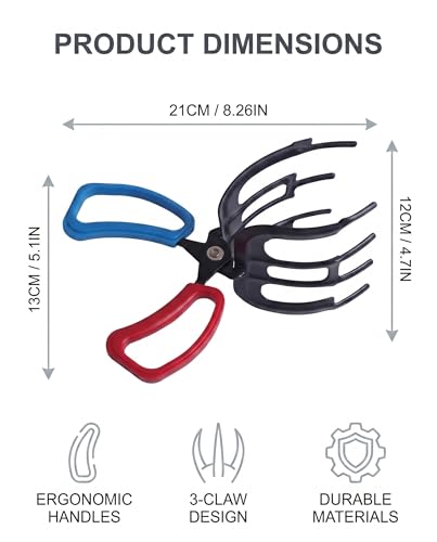 Fish Gripper Lip Gripper for Fishing with Secure Blue and Red Anti-Slip Handles Durable Metal Jaw Catch Holder Angling Accessory for Safe Catch Handling