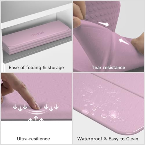 7-Fold Yoga Mat 74"x31" | 0.31 Inch Thick, Extra Wide Non-Slip POE Mat, For Travel, Storage, Yoga, Pilates, Meditation & Home Gym - color: Taro Purple