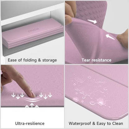 7-Fold Yoga Mat 74"x31" | 0.31 Inch Thick, Extra Wide Non-Slip POE Mat, For Travel, Storage, Yoga, Pilates, Meditation & Home Gym - color: Taro Purple