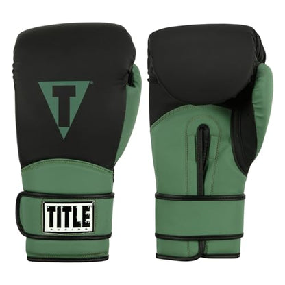 TITLE Boxing Conquest Training Boxing Gloves - color: Black/Green, size: 18 oz