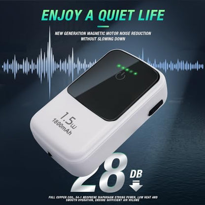 Silent Dual Operating Mode Rechargeable Aerator for Fish, Large Capacity Aquarium Air Pump with Universal Clip for Most Bait Buckets - color: 1800mAh
