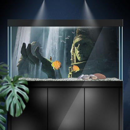 Aquarium Background Stickers - Buddha Statue India - Fish Tank Reptile Terrarium Decor Poster (60 x 40 cm / (23.6 x 15.7 inches)) - size: 60 x 40 cm / (23.6 x 15.7 inches)