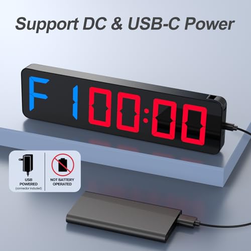 ANJANK Gym Timer 15"Large LED Display Wall Clock, Gym Interval Workout Count Down & Up Stopwatch, Adjustable Buzzer Volume/Upgraded Remote Digital Timer for Fitness, Classroom, Home Garage and Outdoor - color: Blue + Red
