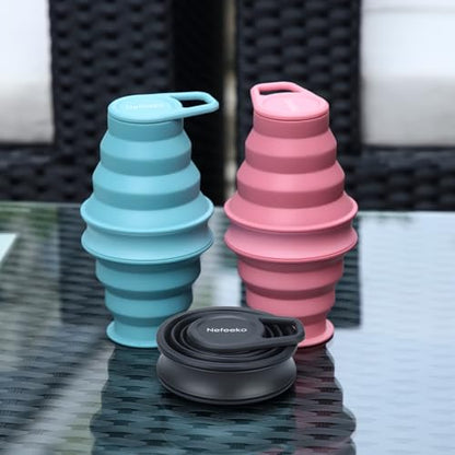 Nefeeko Collapsible Water Bottle, BPA Free Silicone Foldable Water Bottles - color: Pink, style: 1 Pack