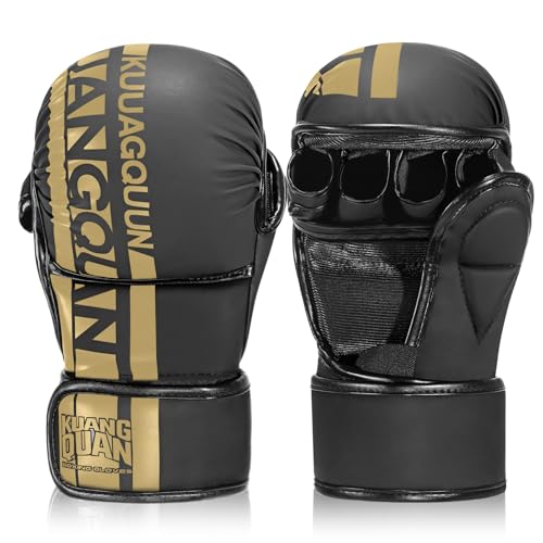 MMA Gloves for Sparring,Muay Thai,Training - color: Black-Gold, size: Medium