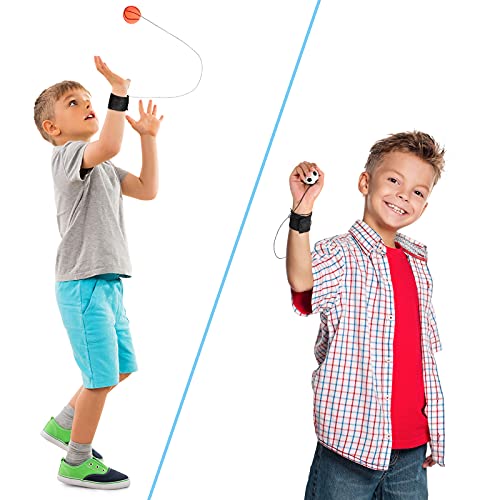 Skylety 24 Pcs Wrist Bounce Ball on String, Rubber Classic Style for Kids - style: Football Style