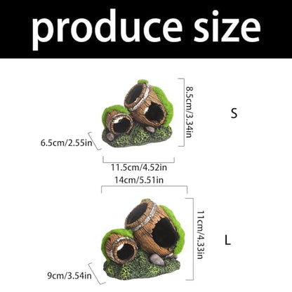Natural Lookings Artificial Moss Barrels Landscape Decors for Aquariums Hideouts Accessory for Fish Shrimp Fishtanks Ornament