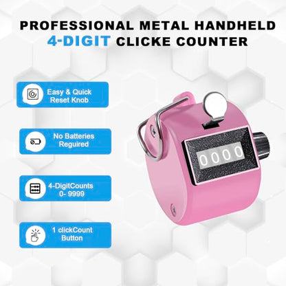 TESEAS Clicker Counter Handheld Tally Counter 4-Digit Number Counter, 2 Pack Hand Mechanical Counters Clickers Pitch Umpire Click Counter for Coaching, Knitting, People, Lap, Fishing, Golf, - color: 4pack
