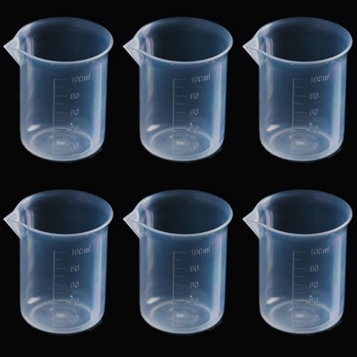 6pcs 3.4oz/100ml Plastic Measuring Cups Plastic Graduated Cup Transparent Scale Resin Clear Graduated Epoxy Mixing Jugs for Kitchen Cooking Medicine Measure Tool - size: 6pcs 100ml