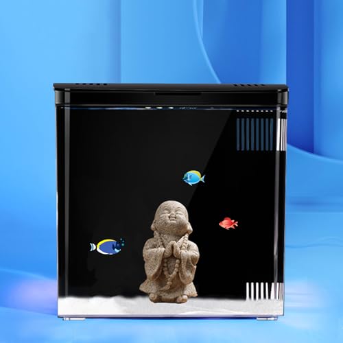 1.2Gallon Small Fish Tank Office USB Aquarium LED Light with Filter (Include Sand and Tiny Buddha) for Small Fish and Shrimp