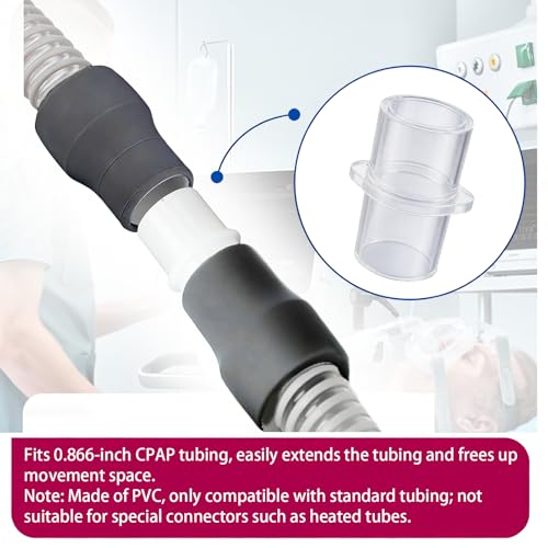 CPAP Hose Coupler Adapter, CPAP Connector Tubing for Connecting Standard 22mm CPAP Tubing, Tubing Adapter for CPAP Machine, 15mm ID x 22mm OD, 2 Packs