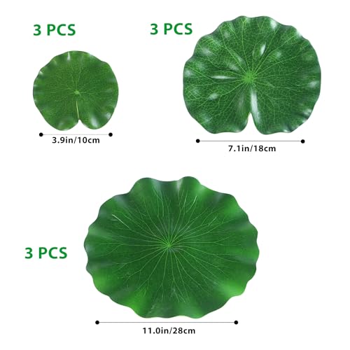 14pcs 11in & 6in Artificial Flowers Floating Foam Lotus Flower with Fake Lily Pads, Artificial Lily Pads for Pond for Pool Garden Fish Pond Aquarium Pool Wedding Decor