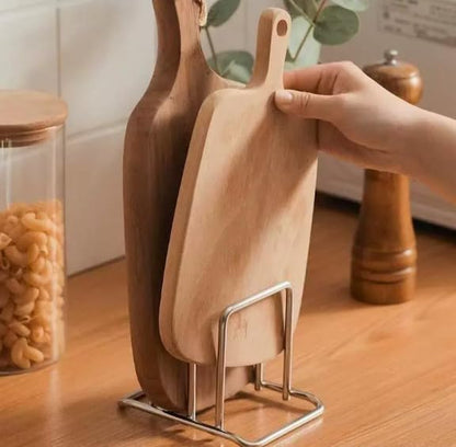 Pot Lid and Cutting Board Storage Rack, Stainless Steel Kitchen Storage Rack (for pot lids and cutting boards), Saves Countertop and Cabinet Space - color: Silver