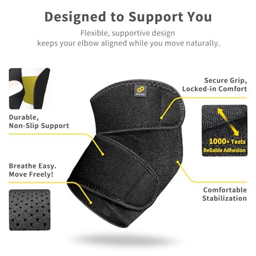 Bracoo Elbow Brace for Tendonitis Tennis Elbow Sleeve Wrap Support, Grey - color: Grey
