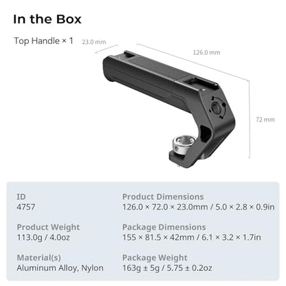 SMALLRIG Lightweight Top Handle with 3/8"-16 Locating Pins for ARRI, Tiny Camera Top Handle Only 113g, High-Strength Engineering Plastic Handle with Two Cold Shoe Mounts - 4757 - style: 3/8"-16 Locating Pins for ARRI