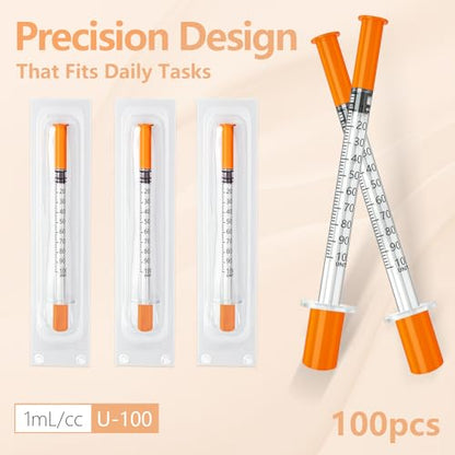 1ml Syring 29G 5/16" 8mm, Lab Tools Individually Wrapped 100 Pack