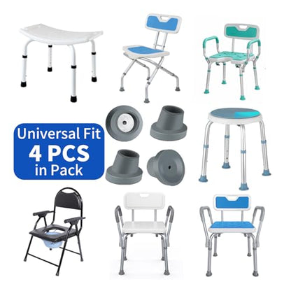 4 Pack Replacement Feet for Shower Chair Bath Seat | 1-1/8"Slope Rubber Tips Non Slip Shower Bench | Tub Transfer Benches Suction Cup Feet