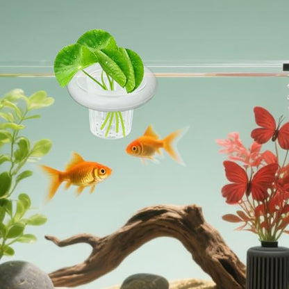 5Set Floating Aquarium Plant Holder, Aquatic Plants Cup with White Foam Floating Ring, Aquarium Planting Baskets, Fish Tank Plant Holders for Aquatic Plant Cultivation and Aquascape Decoration