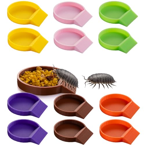 12-Pack Feeding Dish for Invertebrates – Feeder Bowls for Dubia Roaches, Isopods, Springtails, Superworms, Small Insects & More – Mini Bowls for Reptile Food & Supplements