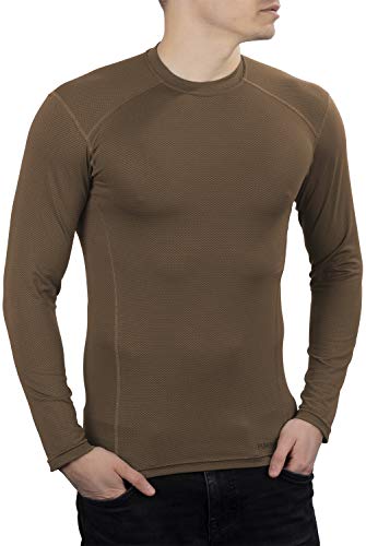 281Z Mens Military Moisture Wicking Base Layer Shirt - Tactical Training Army Professional - Polartec Delta - Odor Resist - color: Coyote Brown, size: Medium