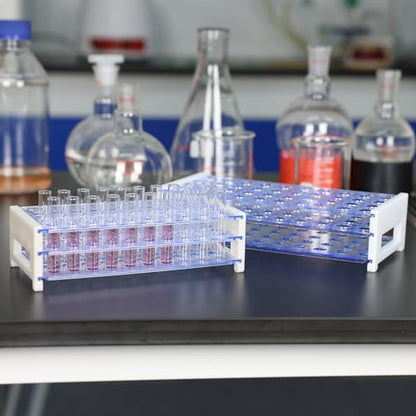 stonylab Test Tube Rack, 3-Tier Detachable Blue Plastic Holder Stand Rack, for Laboratory Scientific Experiments, 33/64 inch 50-Place - size: 33/64 inch
