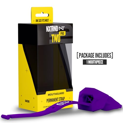 Nxtrnd Two Pro Football Mouth Guard, Permanent Strap, Fits Adult & Youth (Purple) - color: Purple Pro