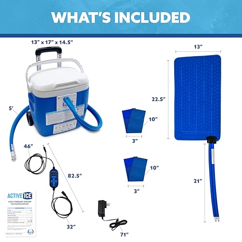 Polar Active Ice 3.0 Cold Therapy Ice Machine System w/Programmable Timer, Full Circumference and Coverage Knee Compression Pad, 16 Quart Cooler, Quiet Pump, Strong Cryotherapy Pain Relief Treatment - style: Full Coverage Knee