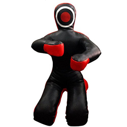 Bestzo MMA Jiu Jitsu Judo Grappling Dummy Canvas Black/Red Sitting Position -Unfilled - size: 59 inches (5 ft)