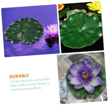 10pcs Simulated Lotus-Leaf Ornaments 17cm Floating Pond Decoration Photo Props Artificial Water Lily Pads for Fish Ponds Aquarium Home Garden Display