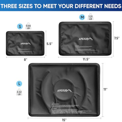 APEXUP Gel Ice Packs for Injuries Reusable, Flexible Double Sided Cold Packs for Injuries, Ice Pack for Knee, Shoulder, Back, Hip, Leg, Arm (Black, 8"x5.5", 1PK) - size: S-1PK (8"x5.5"), style: Black