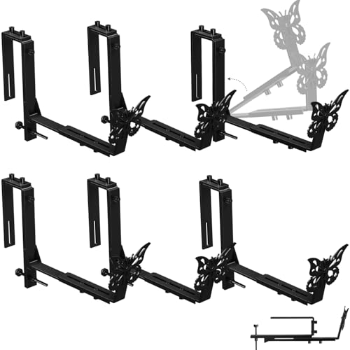 Window Box Brackets, Adjustable Planter Box Brackets, Heavy Duty Flower Railing Planter Bracket for Balcony, with Enhanced Bottom Support, Perfect for Deck, Fence and Garden - Black (6 Pack) - color: 6 Pcs - Black