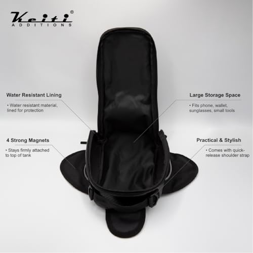 Magnetic Tank Bag for Motorcycles Universal Phone Holder Water Resistant Gas Tank Pouch TB-01K (4 Magnets)