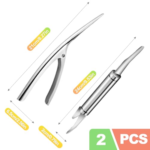 2 Pack Shrimp Deveiner Tool - Stainless Steel Shrimp Peeler and Cleaner Knife - Professional Seafood Prawn Peeling Gadget for Kitchen Preparation, Lobster, and Crab
