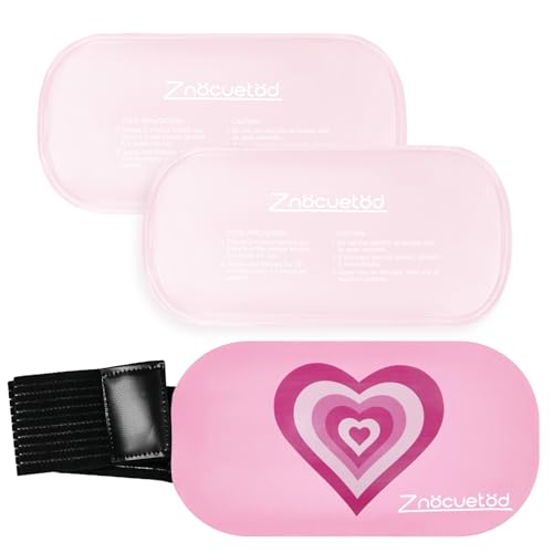 Gel Ice Packs for Injuries Reusable 2 Packs Hot Cold Gel Wrap with Strap - color: Pink-2 Pack-medium