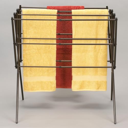 Household Essentials 5175 Collapsible Expandable Metal Clothes Drying Rack, Antique Bronze, STORAGE - color: Bronze