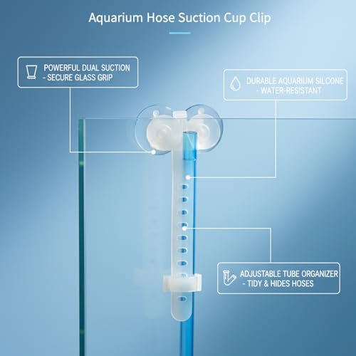 Silicone Aquarium Hose Clip with Suction Cup - Transparent Tubing Organizer for Fish Tank Glass, Holds Air Lines & Filter Hoses (1 Pack)