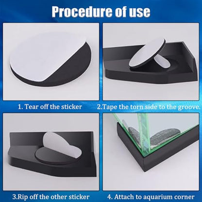 8PCS Fish Tank Corner Pad Protector, Anti-Skid Aquarium Glass Angle Cover for Home Furniture Edge, Black Fish Aquarium Base Corner Guard Foot Pad for Shock Absorption