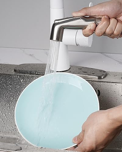 Universal Fit Kitchen Faucet Sprayer Attachment/Hose/Holder Set Compatible with Moen/Delta Faucet Sprayer Replacement, Kitchen Sink Side Sprayer Head, Brushed Nickel