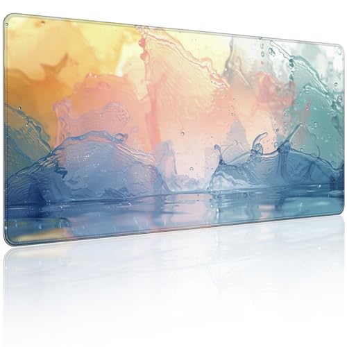 35.4 x 15.7 in, XXL Large Mouse Pad for Desk, Extended Keyboard Mouse Mat for Computer Office, Big Mouse pad with Stitched Edges, Gaming Pc-Color Splashes - color: Color Splashes