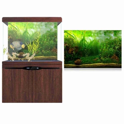 24 Inch Green Water Grass Aquarium Background Self-Adhesive PVC Fish Tank Decor Waterproof Non-Fade Scenery for Freshwater Aquatic Habitat