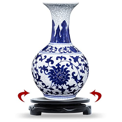 Plant Pedestal Stand Round Bonsai Base Teapot Ceramic Vase Ornaments FishTank Pad Bottom Rotatable Wooden Tray for Home Office Decoration Pedestal Stands for Display