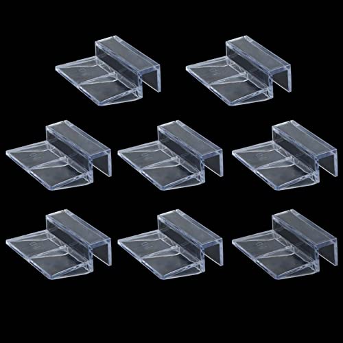 Saim Acrylic Aquarium Cover Clip,Clear Fish Tank Glass Cover Clip Support Holder,Universal Lid Clips for Rimless Aquariums (10mm), 8 PCS