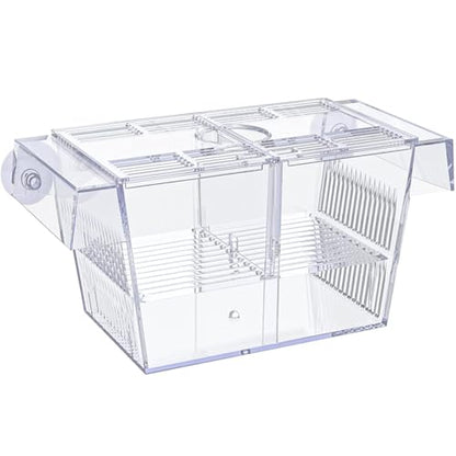Breeder Box for Fish Tank Multi Compartment Fish Isolation Box for Aquarium with Suction Cup & Feeding Port Transparent ABS Fish Breeding Box for Baby Fish, Shrimps, Fish Isolation Box
